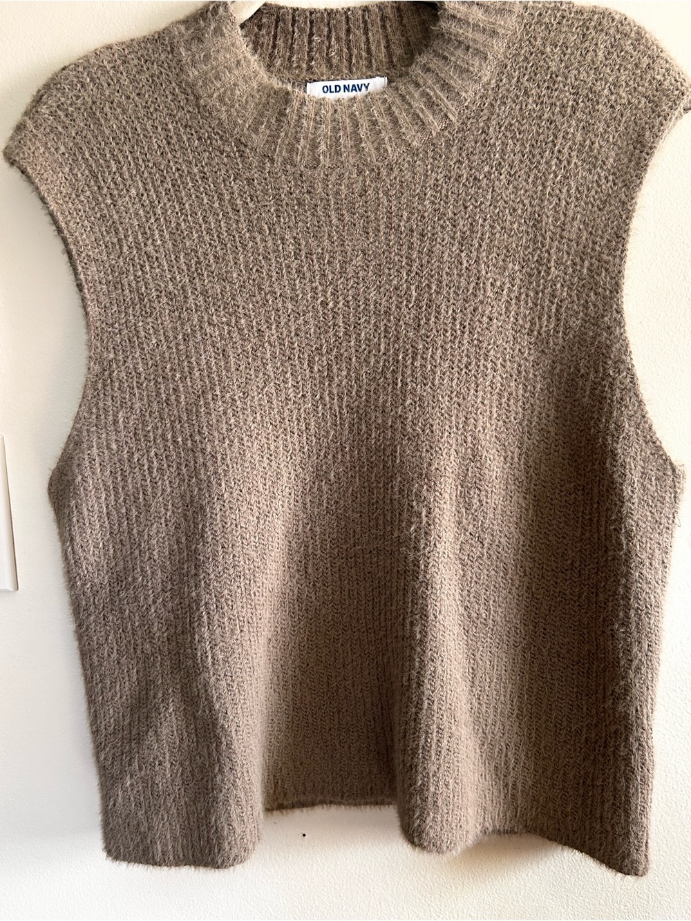 Old Navy Brown Fuzzy Knit Sleeveless Pullover Vest